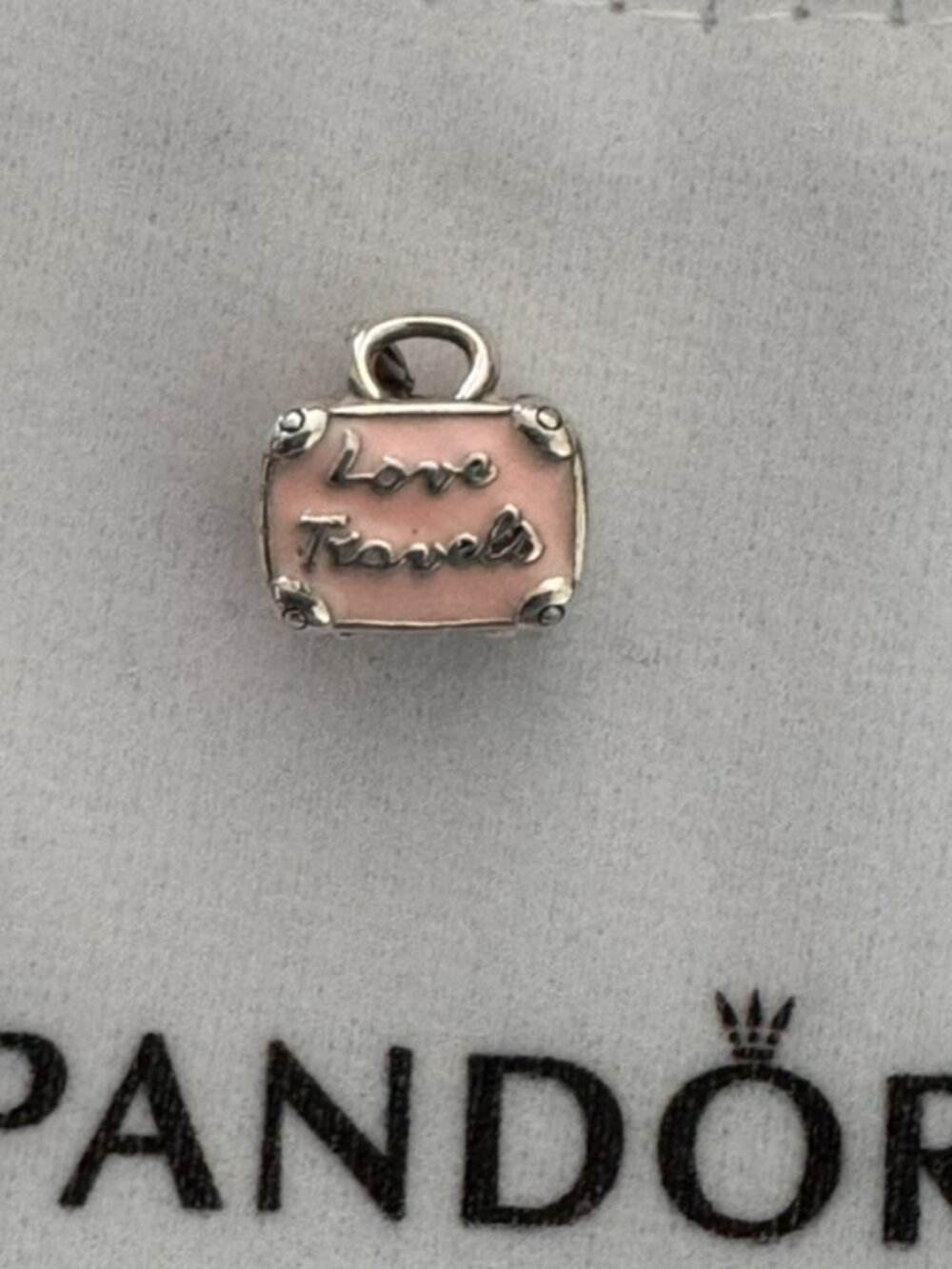 Pandora Pink Enamel Love Travel Suitcase Charm S925 Sterling Silver ALE